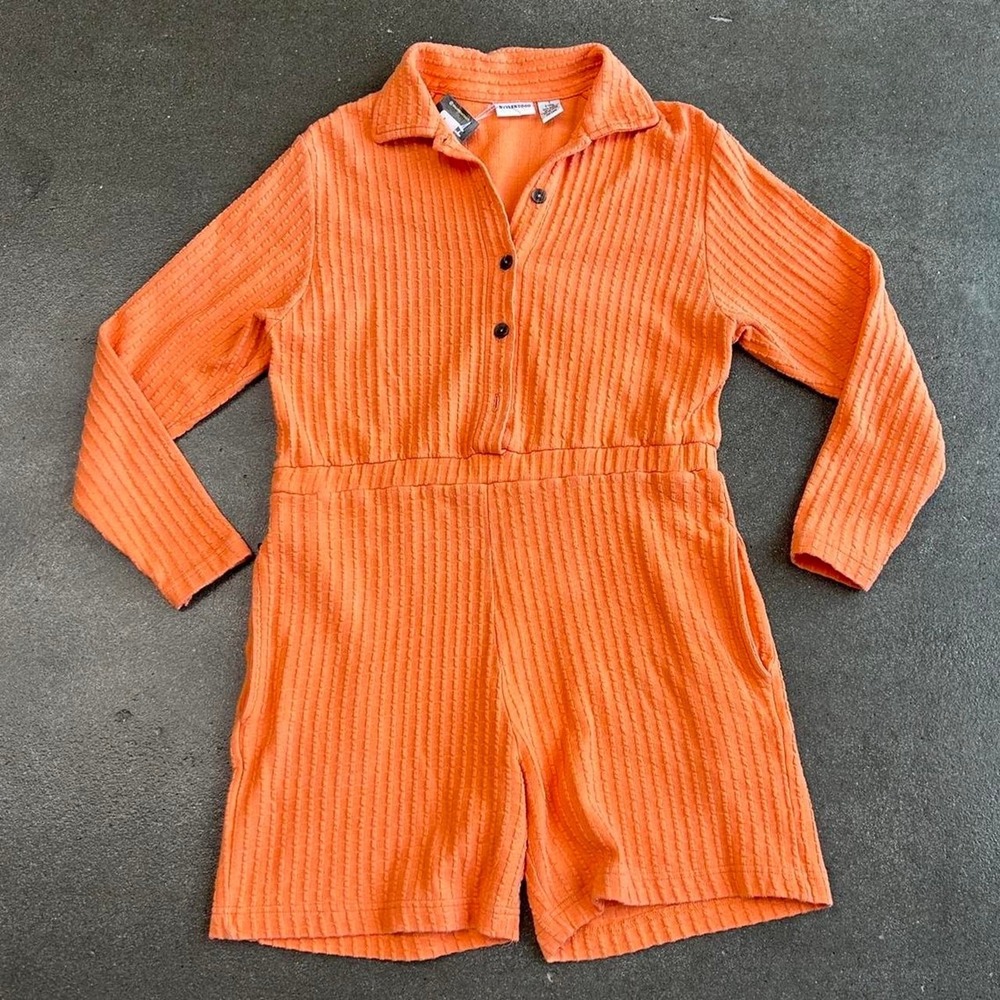 Vintage Styles To Go Orange Size Small Long Sleeve Romper